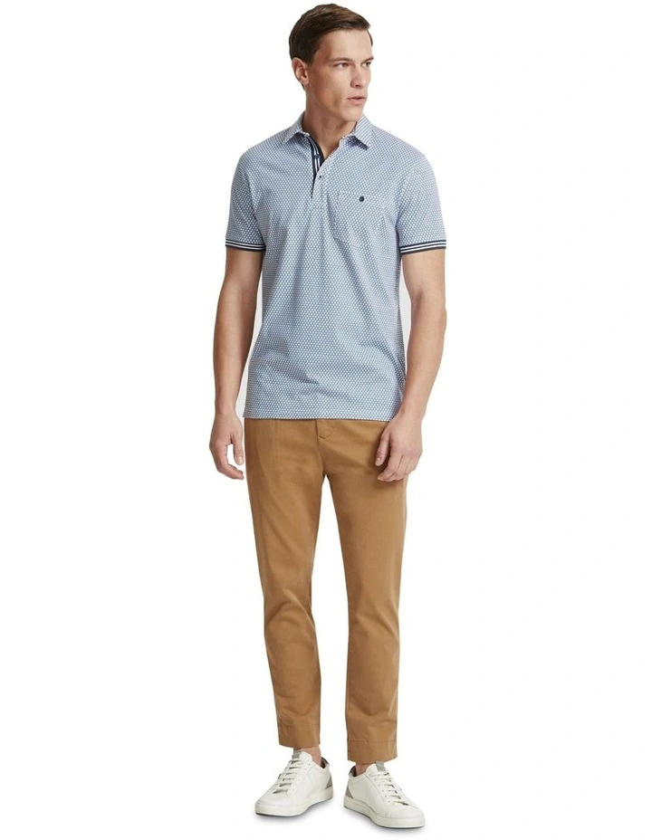 Milo Printed Jersey Polo in Navy