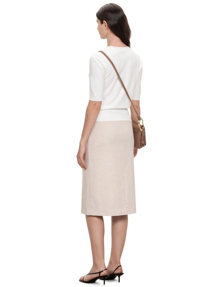 Stretch Twill Pencil Skirt in Sand