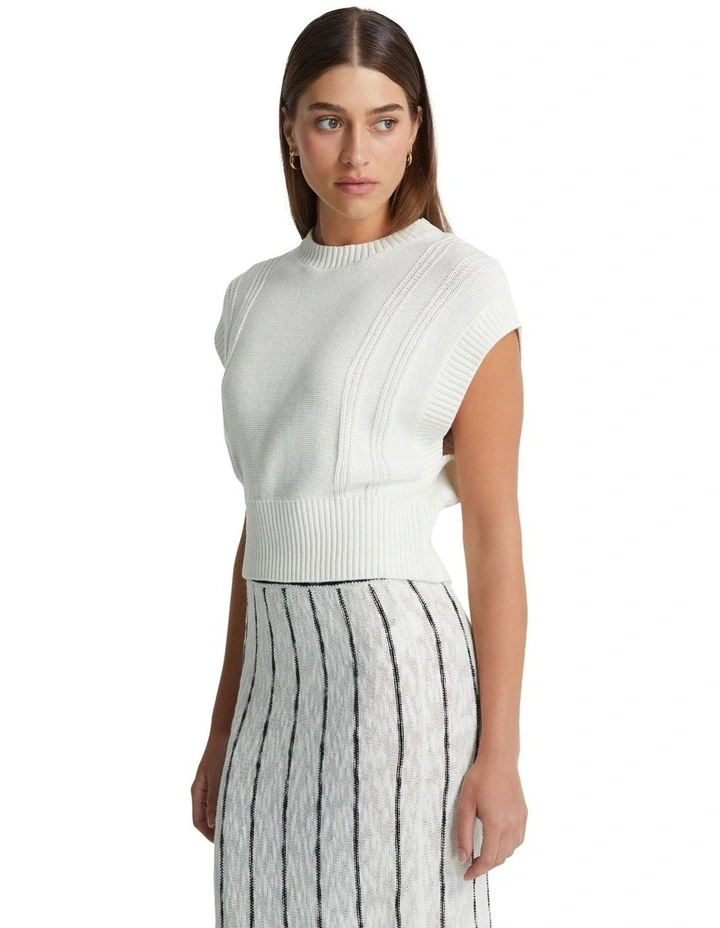 Erica Cotton Knit Vest in Ivory