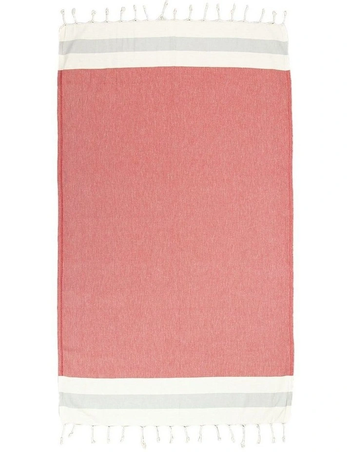 Thin Turkish Towel in Grey/Red