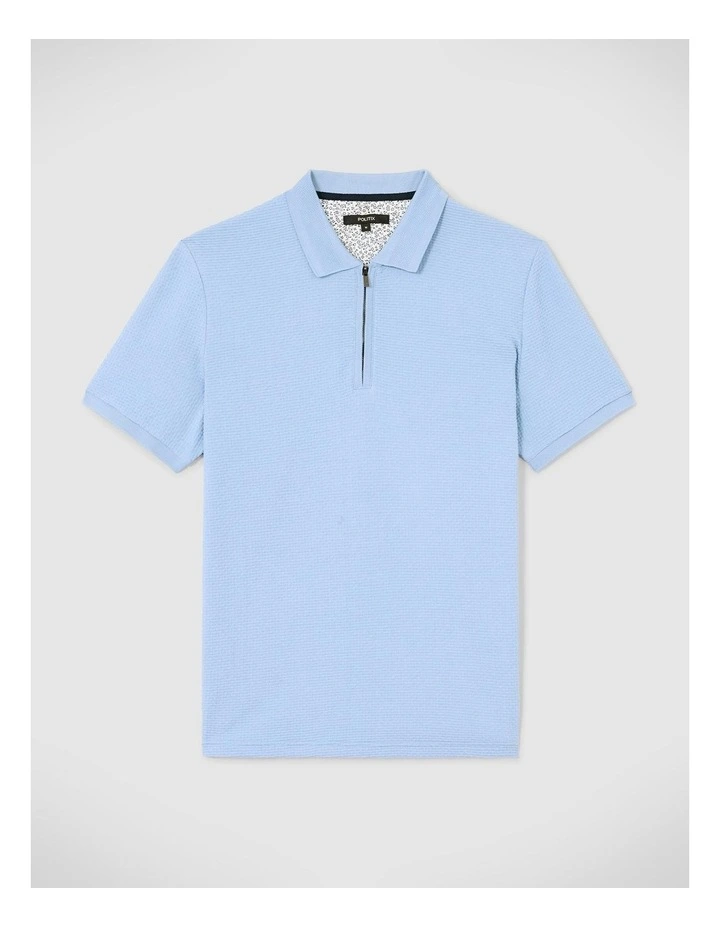 Jacquard Texture Polo Shirt in Light Blue