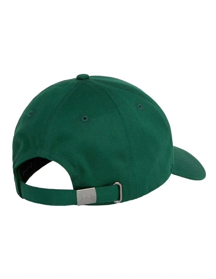 Flag Cotton 6 Panel Cap in Hunter Green