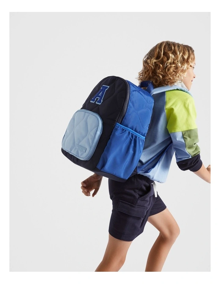 Quilted Initial "H" Backpack in Navy