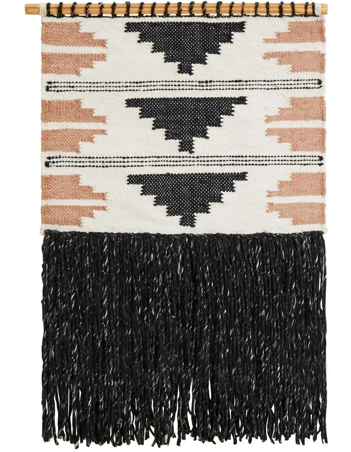 Fringe Wall Hanging in Black/Orange
