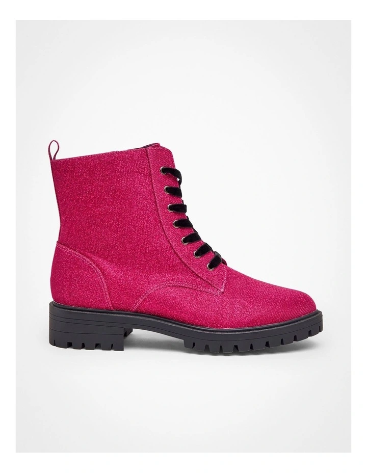 Sparkle Lace Up Boot in Pink