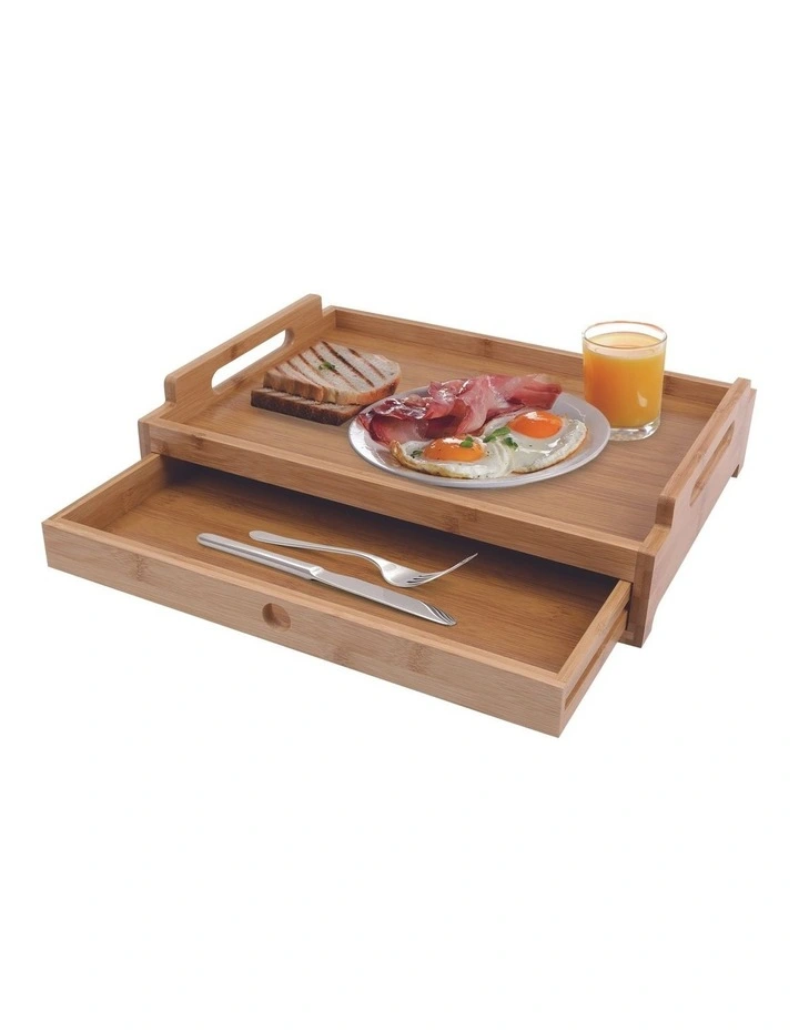 Bamboo Serving Tray With Drawer