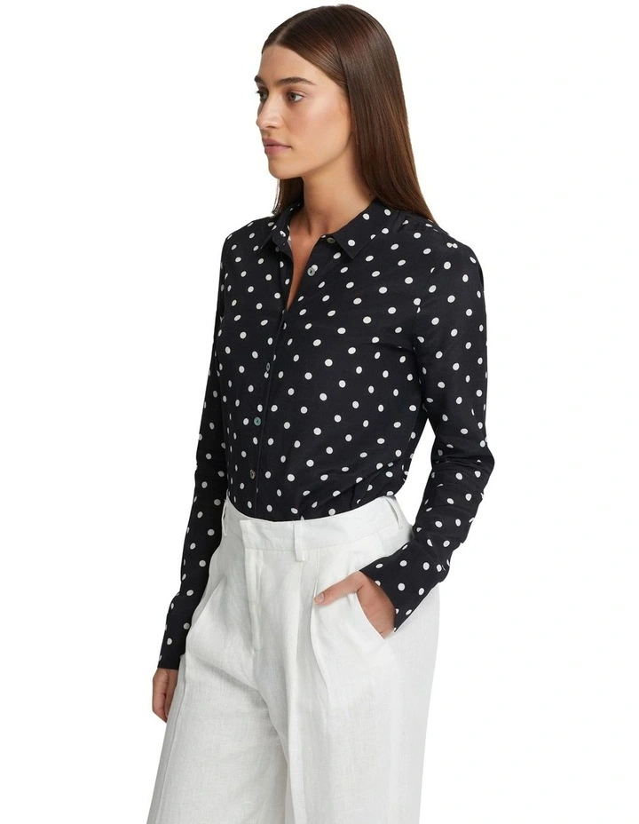 Poppy Spot Blouse in Black/Ivory