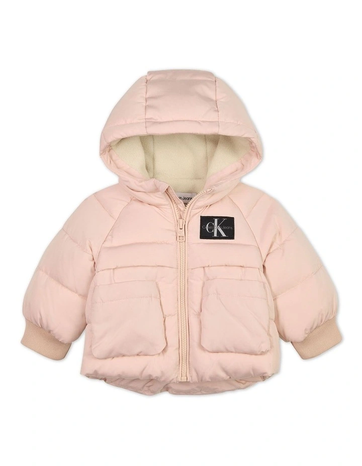 Hooded Puffer Jacket in Rose Clay