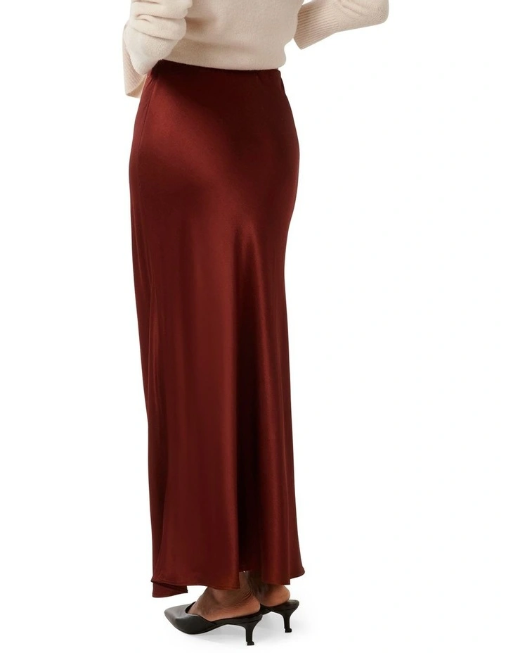 Prue Satin Bias Midaxi Skirt in Red