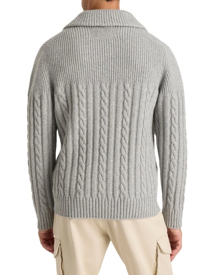 Jager Shawl Cardigan in Light Grey Melange