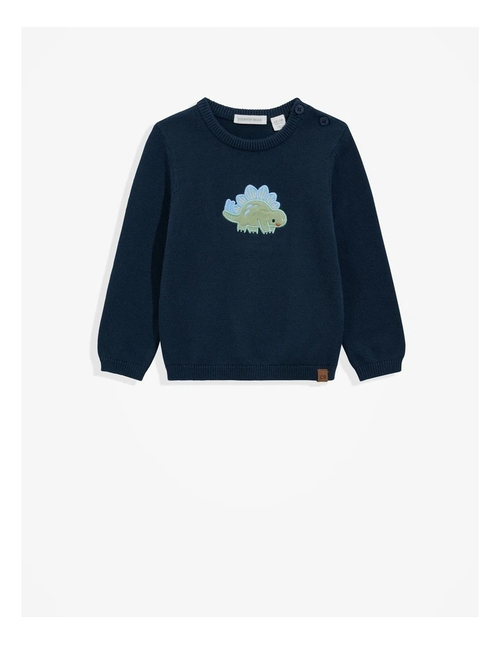 Stegosaurus Knit Sweater in Navy