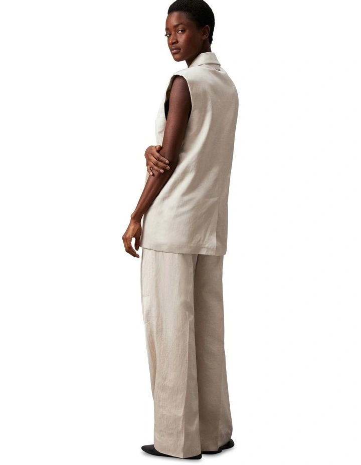 Shiny Viscose Tailored Wide Leg in Grey