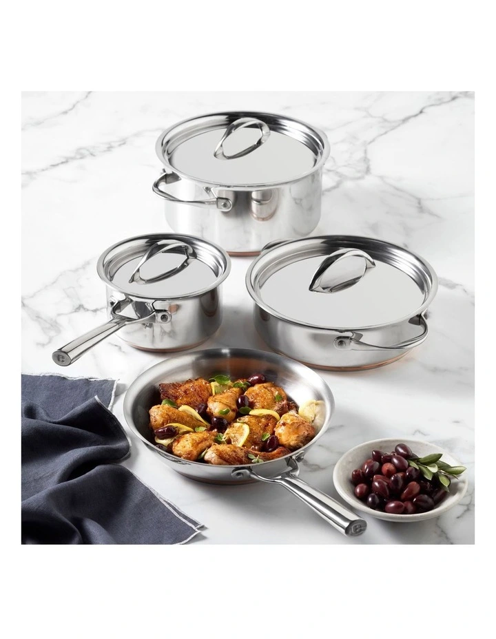 Per Vita Copper Base Stainless Steel Induction 4 Piece Cookware Set