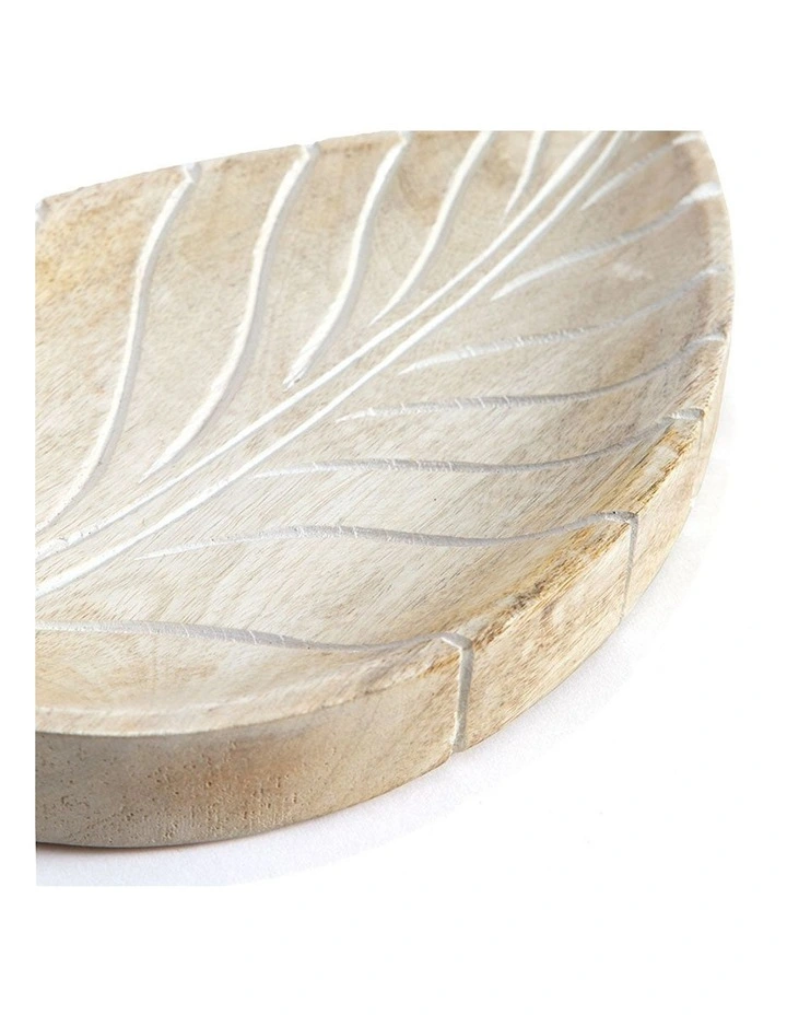Mango Wood Leaf Tray in Natural
