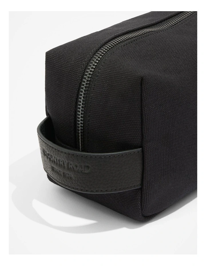 Organically Grown Cotton Modern Wash Bag in Black