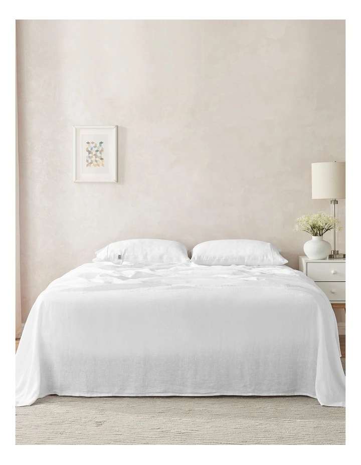 European Flax Linen Sheet Set in White