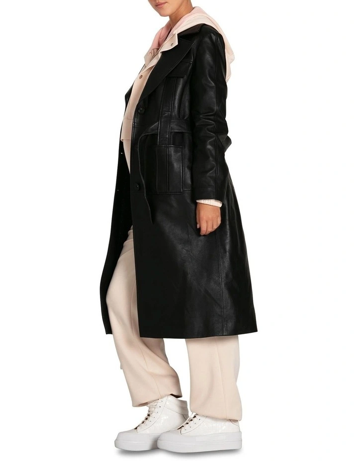 Unstoppable Leather Trench in Black
