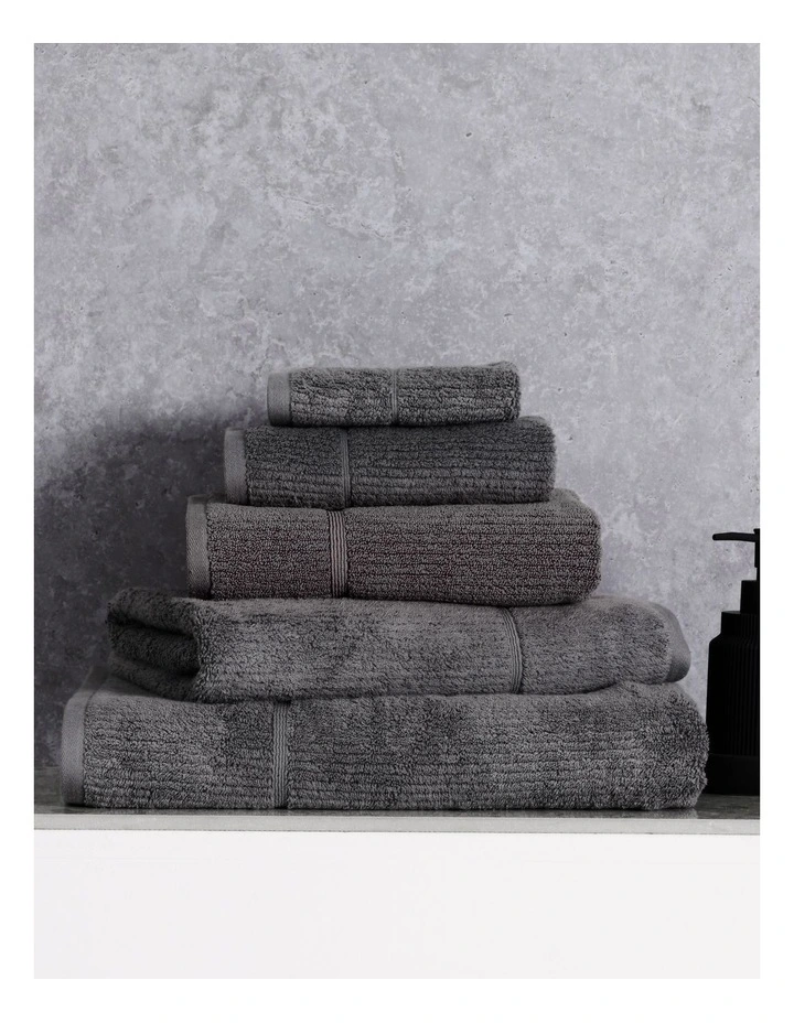 Combed Cotton Ribbed Towel Range in Charcoal