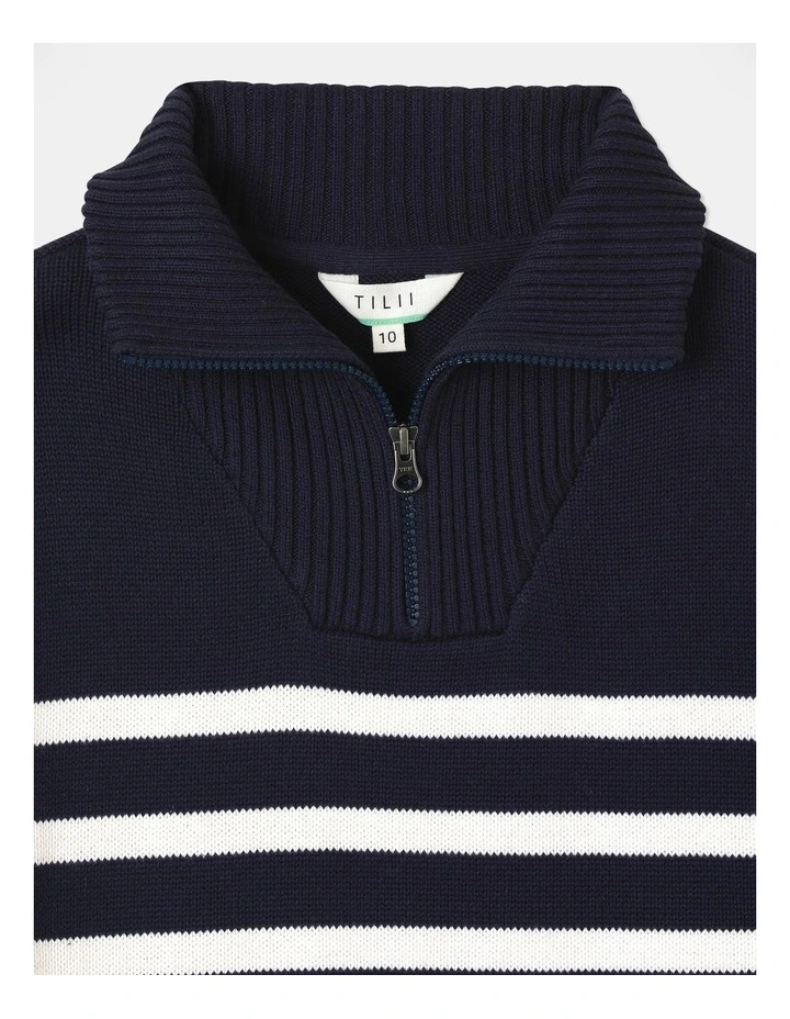 Knitted 1/4 Zip Jumper in Navy