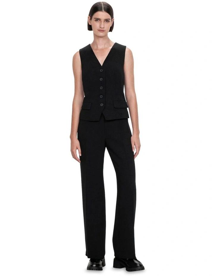 Double Weave Straight Leg Pant in Black