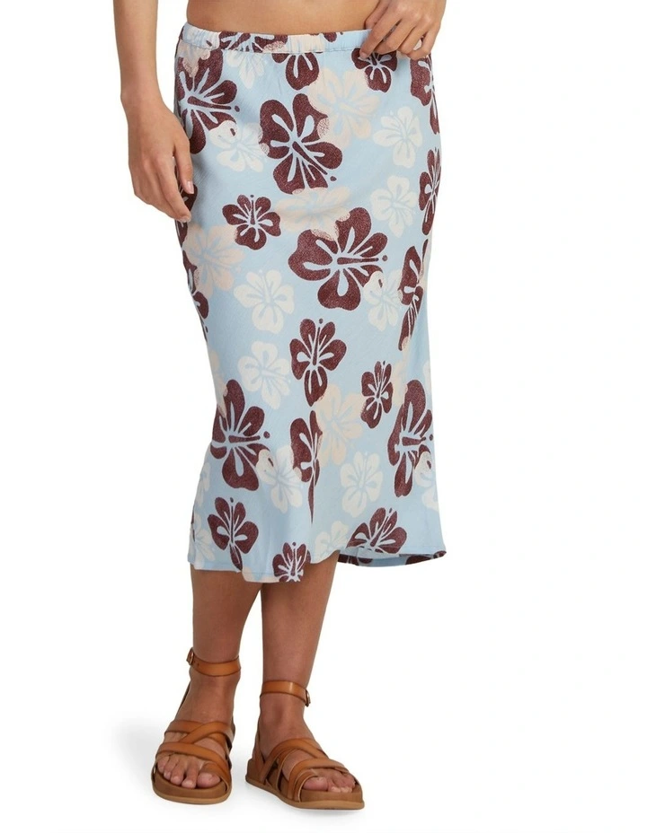 Aloha Sessions Midi Skirt in Blue