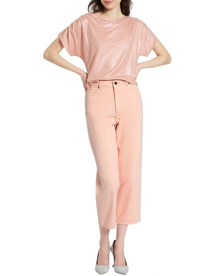 Glow Up Foil Linen Tee in Champagne
