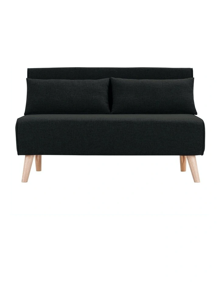 2-Seater Adjustable Sofa Bed Lounge Faux Velvet Chair Black
