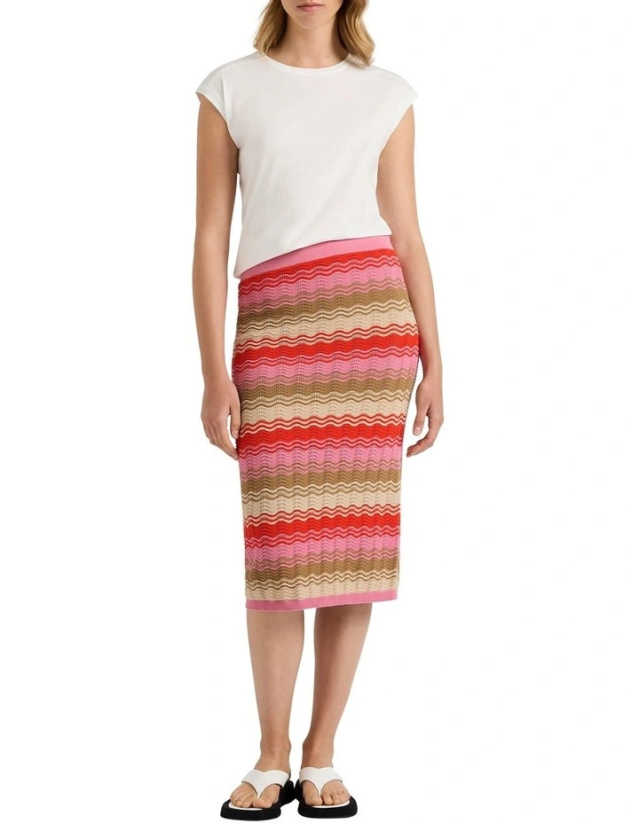 West End Hues Knit Skirt in Java Stripe