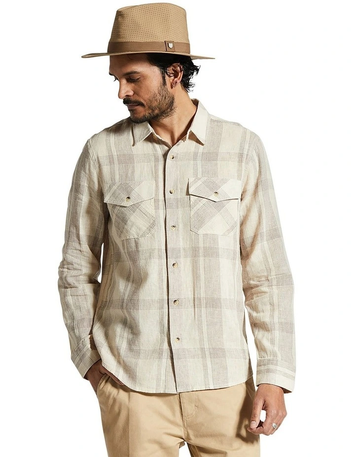 Memphis Linen Blend Long Sleeve Shirt in Whitecap