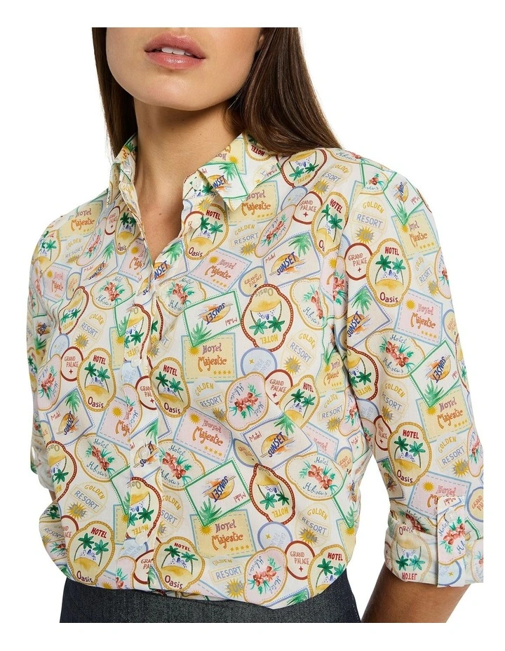 Eat, Holiday, Love Shirt in White Multi