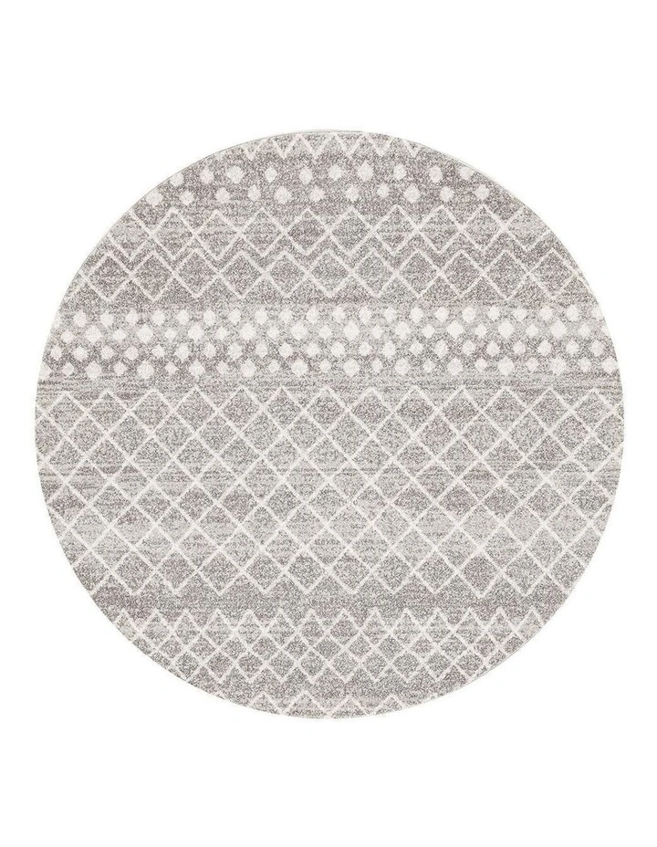 Oasis Selma Tribal Round Rug in Silver