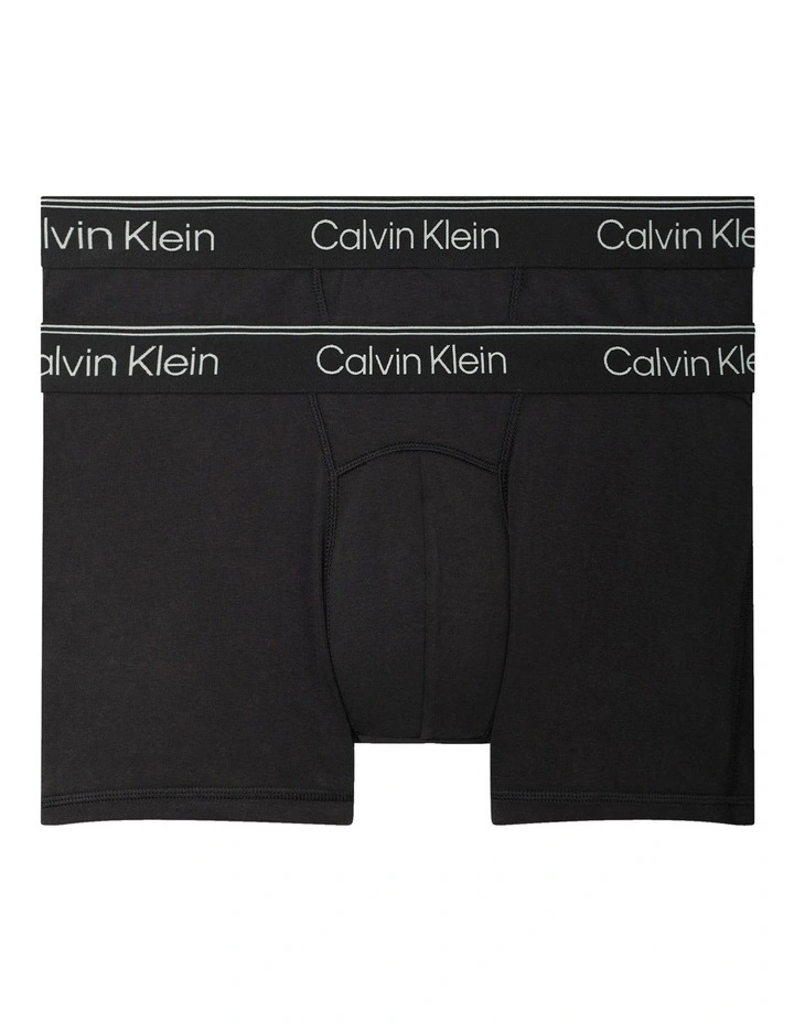 Active Pima Cotton Elastane Trunks in 2 Pack in Black