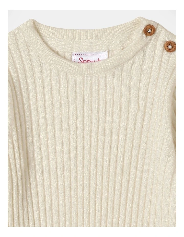 Essential Rib Knit Coverall in Cream