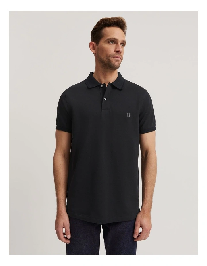 Verified Australian Cotton Pique Polo in Black