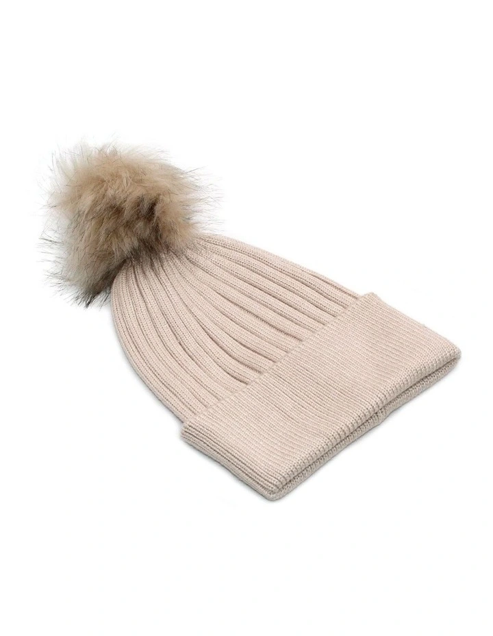 Kalani Wool Blend Beanie in Oyster
