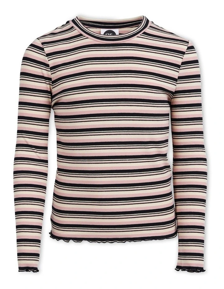 Flora Long Sleeve Rib Tee (8-16 Years) in Stripe