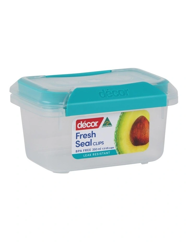Fresh Seal Clips Oblong Food Storage 350ml in Clear Green