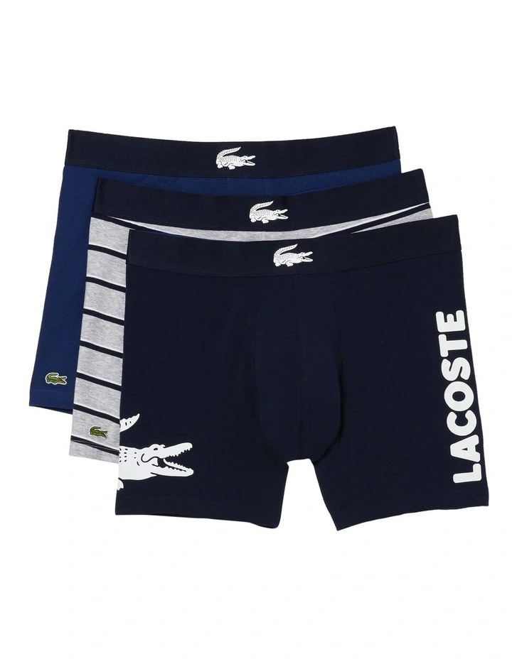 Casual Logo Boxer Briefs 3 Pack in Navy/Silver/Black