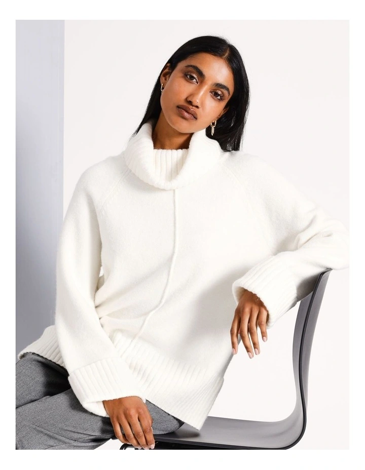 Roll Neck Knit in Ecru