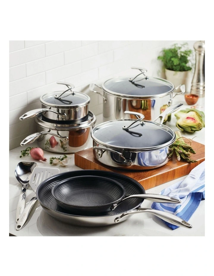 Induction 10 Piece Cookware Set With Utensils in Stainless Steel