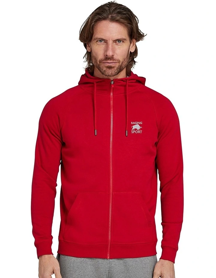 Zip Through Hoodie in Red