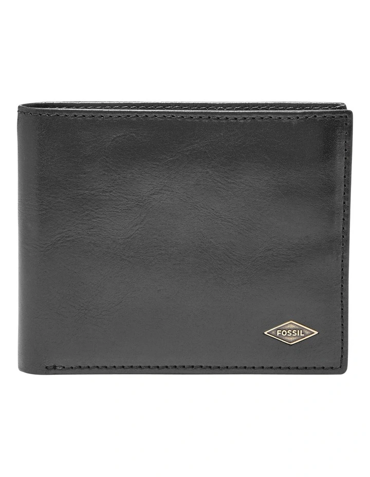 Ryan RFID Black Leather Bifold Wallet with Flip ID