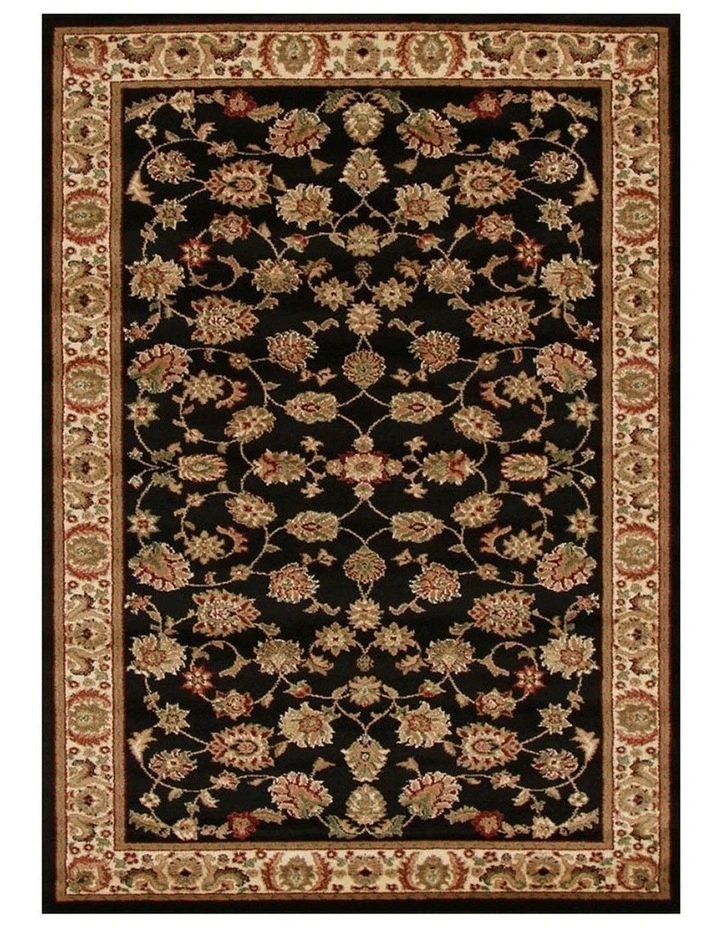 Istanbul Collection Traditional Floral Pattern Black Rug