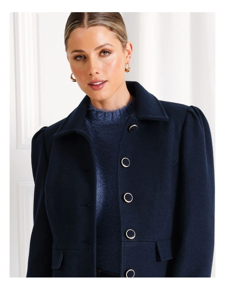 Recycled Blend Dolly Coat in Navy