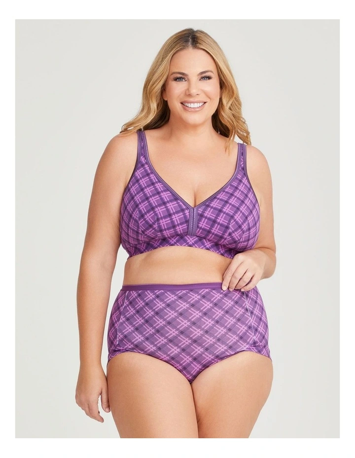 Wirefree Cotton Soft Cup Bra in Check