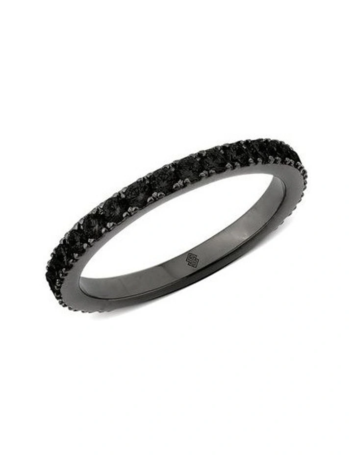 Complete Ring with Man Made Diamonds in Black
