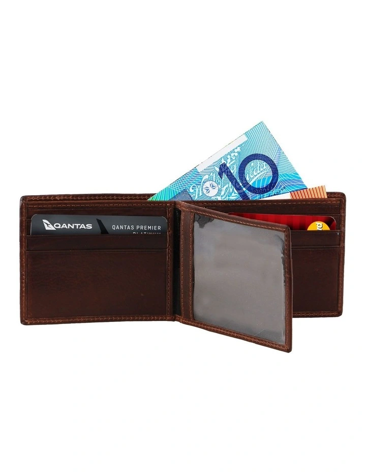 Leather Bi-Fold with flap Wallet in Brown
