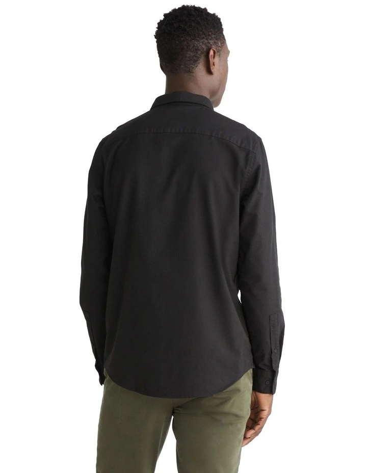 Oxford Stretch Regular Fit Long Sleeve Shirt in Black