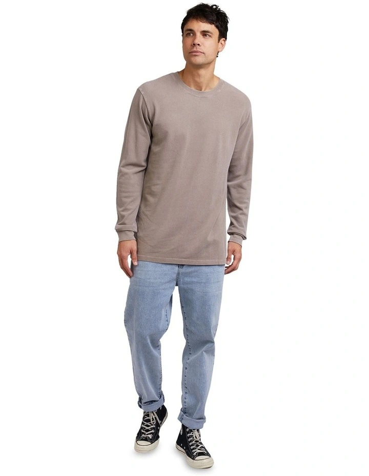 Pique Long Sleeve Tee in Mushroom