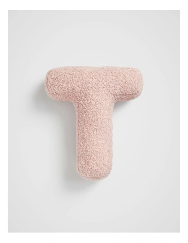 Teddy Initial T Cushion in Dusty Rose